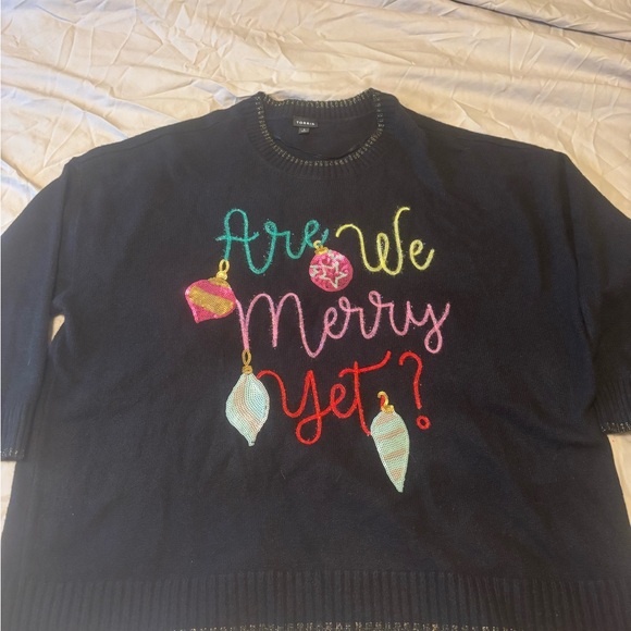 torrid Sweaters - Torrid Black Sweater with Festive Embroidery Christmas Sweater